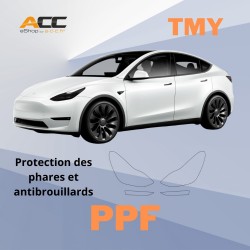 PPF film for the protection of headlights and front fog lights for Tesla Model Y