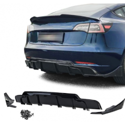 Diffuseur arrière Noir Brillant pour Tesla Model 3 2017-2023