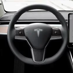 Insert volant en véritable carbone pour tesla model 3 &amp; Y